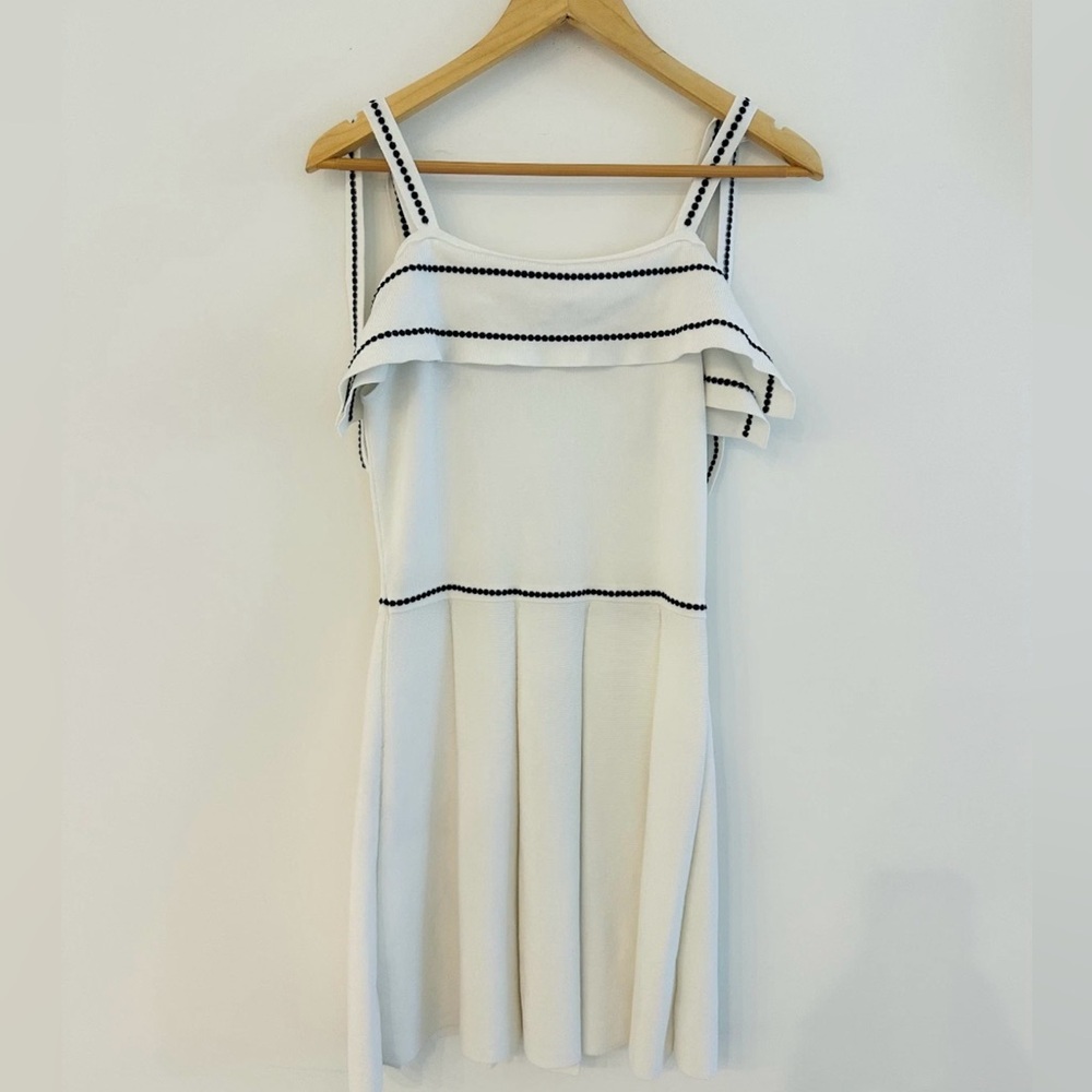 Parker  Short Fit Flare Cocktail Dress Black/White Sz M